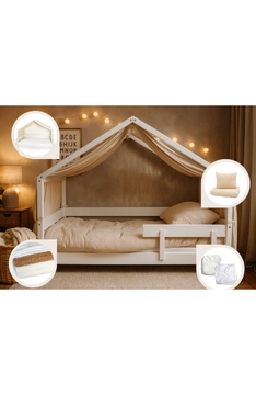 YappyHytte laste voodi komplekt BEIGE 6in1