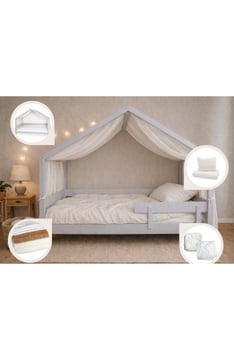 YappyHytte bērnu gultas komplekts WHITE 6in1