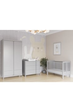 LIGHT GREY YappyClassic riidekapp ja kummut koos YappyQu beebivoodiga