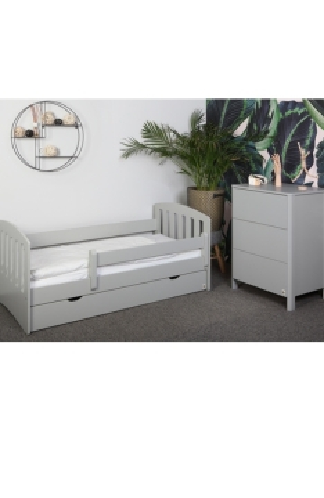 LIGHT GREY Łóżko YappyLux dla rosnących + YappyMini Komoda