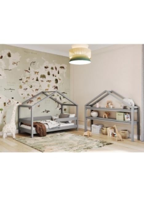 LIGHT GREY YappyHytte house bed and YappyHytte shelf 