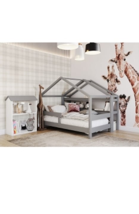 LIGHT GREY YappyHytte house bed, YappyHytte shelf and YappyHus shelf