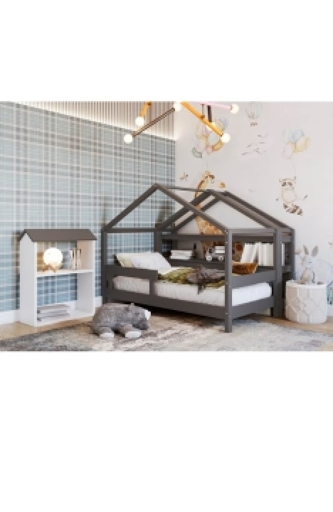 ANTHRACITE YappyHytte house bed, YappyHytte shelf and YappyHus shelf