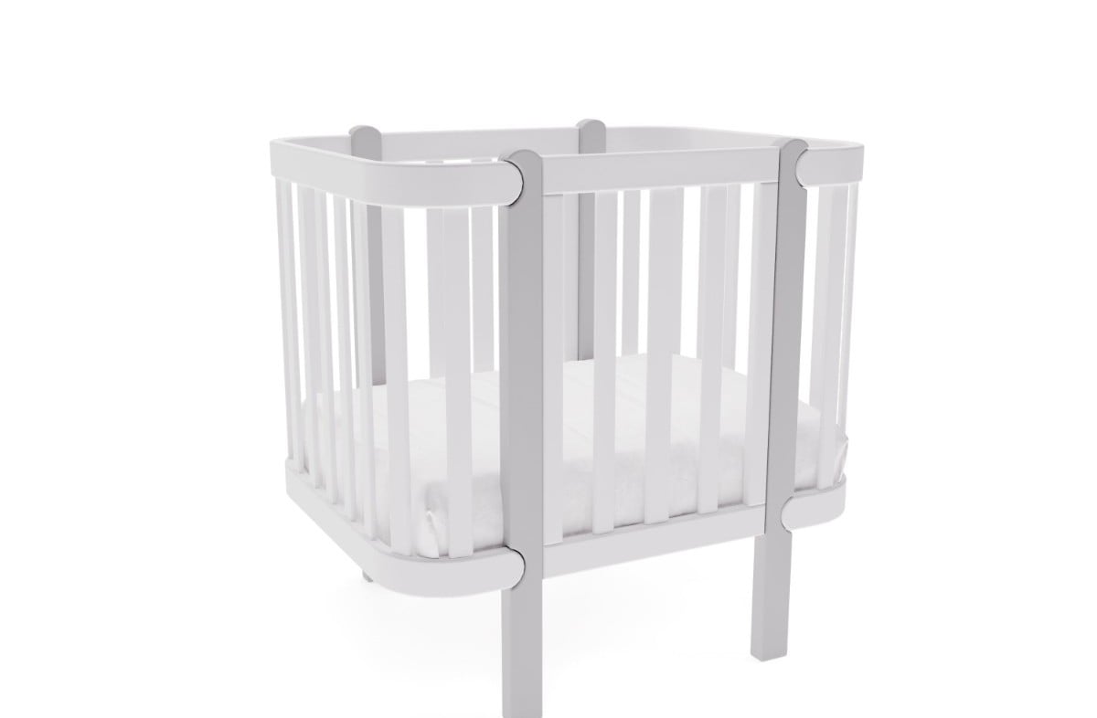  YappyÉtude crib set (short sides and mattress base) WHITE/SKYGREY