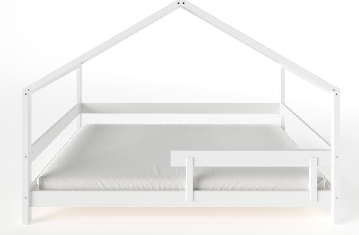  YappyHytte US FULL SIZE (137 × 191 cm / 54″ × 75″) pusaudžu gulta–mājiņa + YappyMiniPocket matracis, WHITE