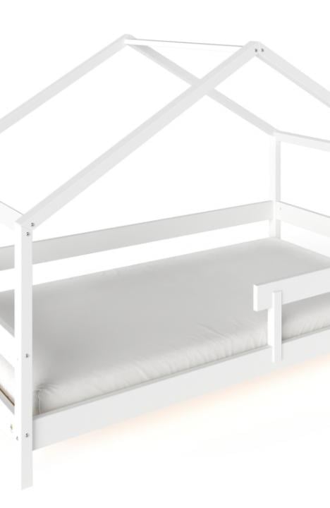 YappyHytte US TWIN SIZE (97 × 191 cm / 38″ × 75″) pusaudžu gulta–mājiņa + YappyMiniPocket matracis, WHITE