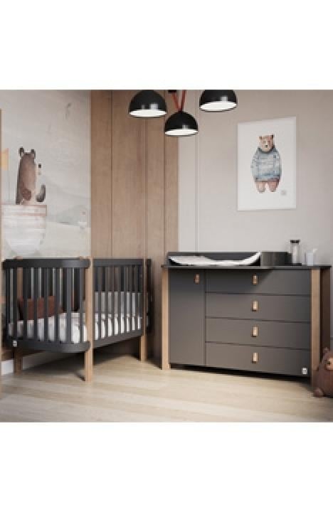ANTHRACITE Łóżeczko YappyÉtude + YappyÉtude II komoda
