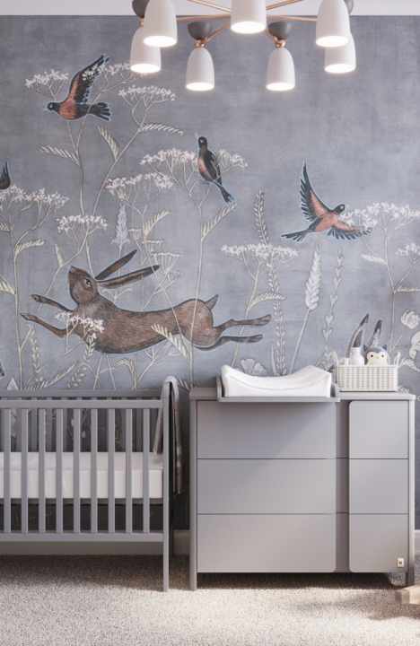 LIGHT GREY Łóżeczko YappyUno + YappyClassic Komoda