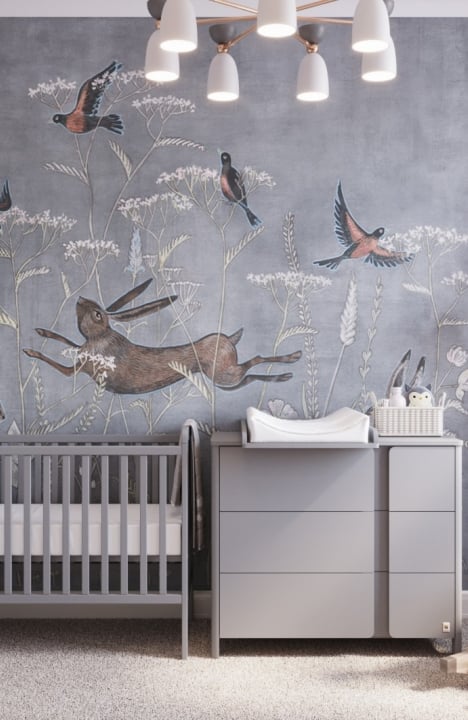 LIGHT GREY YappyUno baby cot and YappyClassic dresser