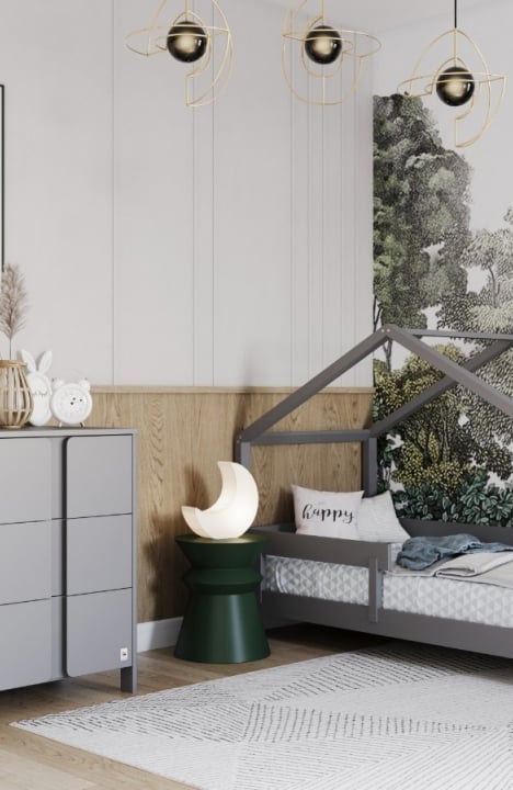 LIGHT GREY YappyHytte Hausbett und YappyClassic Kommode