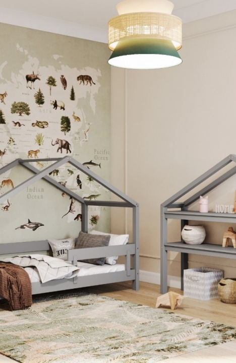 LIGHT GREY YappyHytte house bed and YappyHytte shelf 