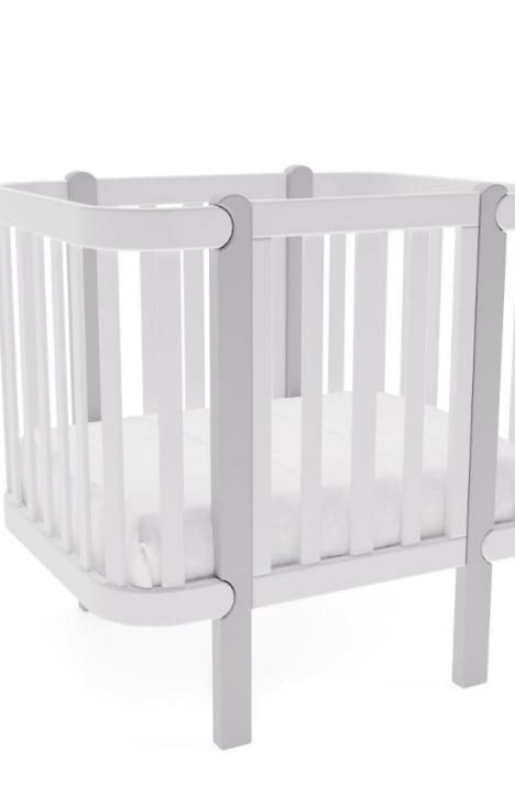 YappyÉtude crib set (short sides and mattress base) WHITE/SKYGREY