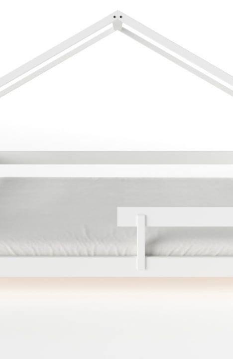 YappyHytte US QUEEN SIZE (152 × 203 cm / 60″ × 80″) paauglių Namo Formos Lova + YappyMiniPocket čiužinys, WHITE