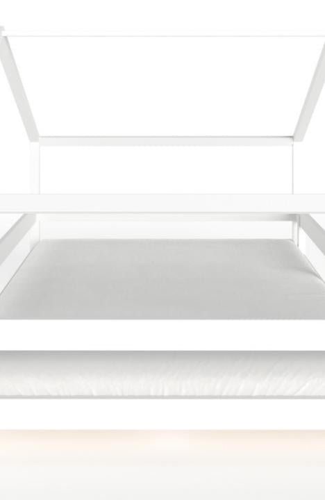 YappyHytte US QUEEN SIZE (152 × 203 cm / 60″ × 80″) łóżko domek dla nastolatków + materac YappyMiniPocket, WHITE