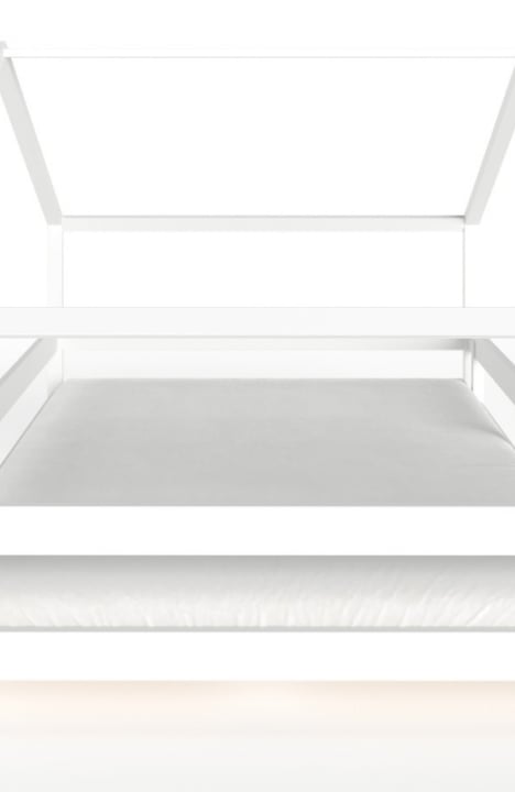 YappyHytte US QUEEN SIZE (152 × 203 cm / 60″ × 80″) laste maja-voodi + YappyMiniPocket madrats, WHITE