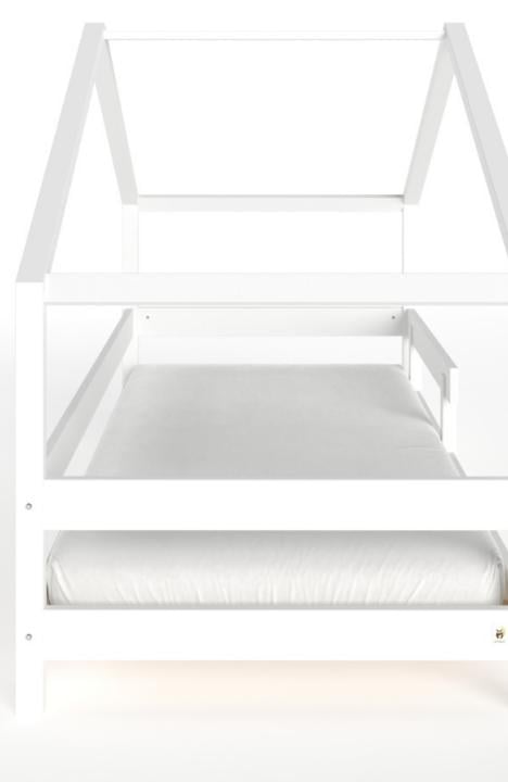 YappyHytte US TWIN SIZE (97 × 191 cm / 38″ × 75″) pusaudžu gulta–mājiņa + YappyMiniPocket matracis, WHITE
