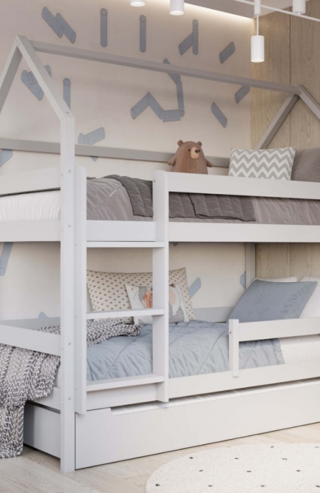YappyEden house bunk bed, LIGHT GREY