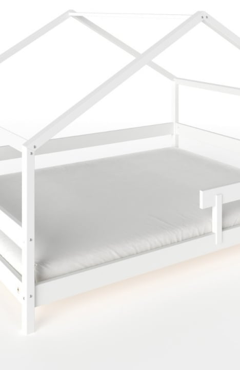 YappyHytte US QUEEN SIZE (152 × 203 cm / 60″ × 80″) laste maja-voodi + YappyMiniPocket madrats, WHITE