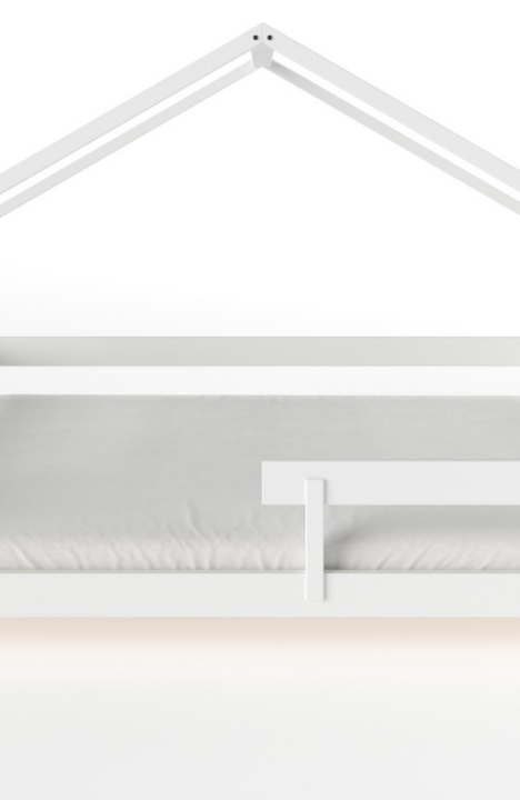 YappyHytte US QUEEN SIZE (152 × 203 cm / 60″ × 80″) paauglių Namo Formos Lova + YappyMiniPocket čiužinys, WHITE