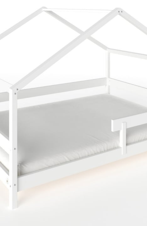 YappyHytte US FULL SIZE (137 × 191 cm / 54″ × 75″) pusaudžu gulta–mājiņa + YappyMiniPocket matracis, WHITE