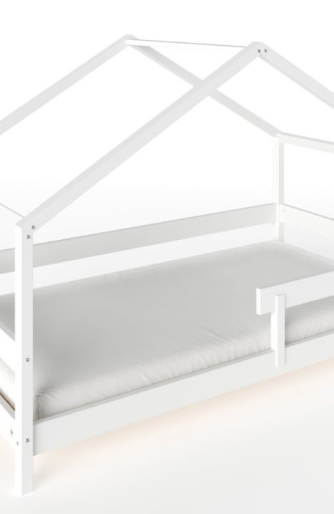 YappyHytte US TWIN SIZE (97 × 191 cm / 38″ × 75″) paauglių Namo Formos Lova + YappyMiniPocket čiužinys, WHITE